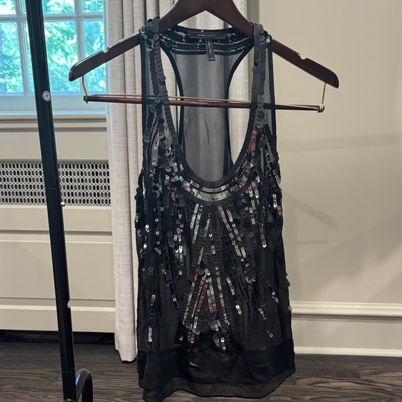 BCBG Black Sequin Tank Top Women BCBG Black Sequin Tank Top Women